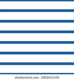 Striped background with horizontal straight blue and white stripes. Seamless and repeating pattern. Editable vector illustration.