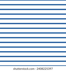Striped background with horizontal straight blue and white stripes. Seamless and repeating pattern. Editable vector illustration.