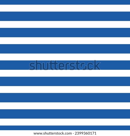 Striped background with horizontal straight blue and white stripes. Seamless and repeating pattern. Editable vector illustration.