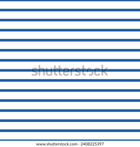 Striped background with horizontal straight blue and white stripes. Seamless and repeating pattern. Editable vector illustration.