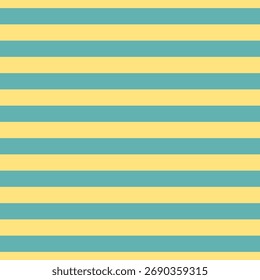 Striped background with horizontal straight light blue and yellow stripes. Seamless and repeating pattern. Editable vector illustration.