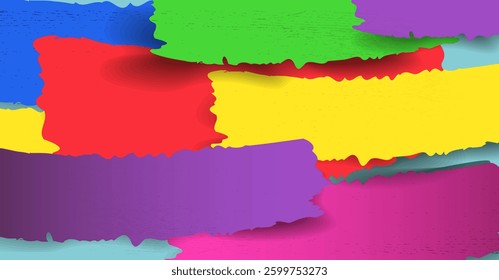 Striped background made from pieces of torn paper