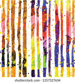 Striped background with multicolored paint texture. Stylish summer background. Packaging, cloth. Festive pattern.