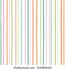 Striped background pattern. Abstract vector bright hand drawn vertical stripes. Seamless repeat design element.