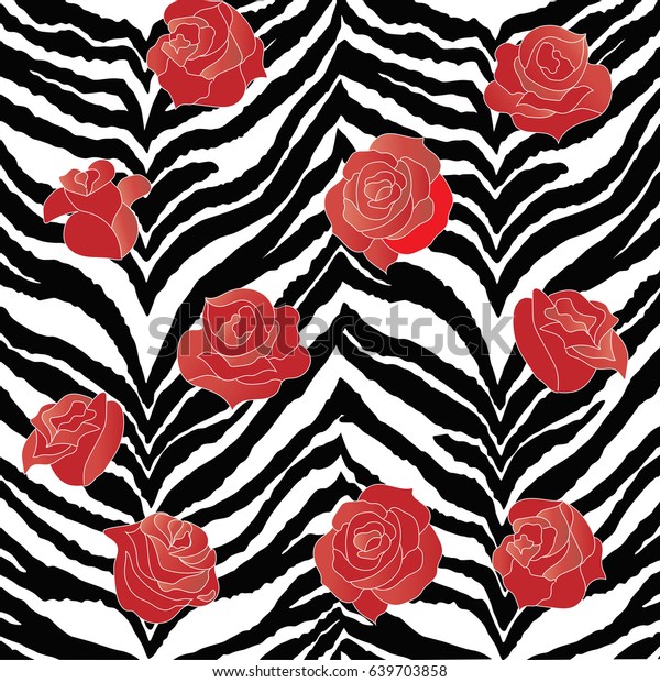 Striped Background Red Roses Stock Vector (Royalty Free) 639703858