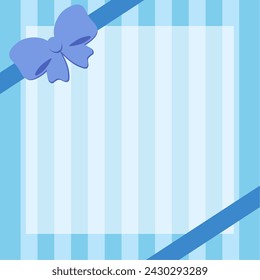 Striped background with ribbon decorative border Blue