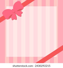 Striped Background with Ribbon Decorative Frame Pink