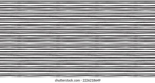 Striped background seamless pattern border. Black and white textured grunge horizontal stripes. Abstract banner vector design element.