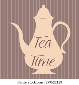 Striped background with a silhouette of a teapot. Vector illustration