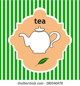 striped background with the teapot