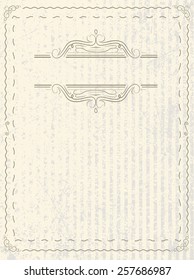 Striped Background Texture . Vector Retro Frame with Scroll Elements . Vintage 