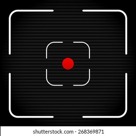 Striped background with thin lines and target mark, cross hair. Red dot at center.