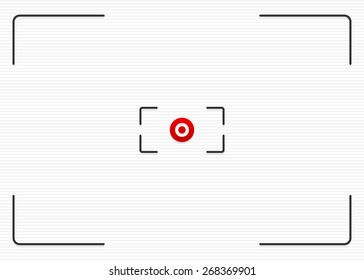 Striped background with thin lines and target mark, cross hair. Red dot at center.