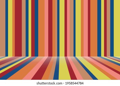 Striped background from trendy colors with the texture of the room. Vector.