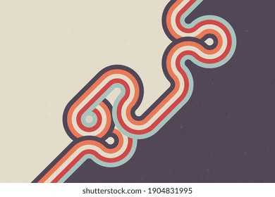 Striped background in trendy retro style. Modern textures of colorful twisted streaks. Vintage wallpaper with curved lines from the cool 70s. Abstract simple stripes texture created for web projects.