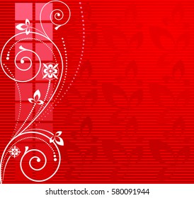 Striped background with a vegetative ornament. Vector illustration