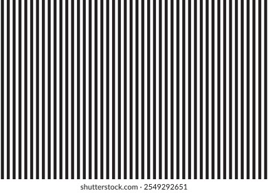 Striped background with vertical straight black and white stripes. Seamless and repeating pattern. Editable vector illustration.