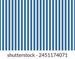 Striped background with vertical straight blue and white stripes. Seamless and repeating pattern. Editable vector 