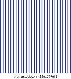 Striped background with vertical straight blue and white stripes. Seamless and repeating pattern. Editable vector