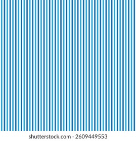 Striped background with vertical straight blue and white stripes. Vector seamless repeat banner of beach organic stripes in blue. Vector illustrator.