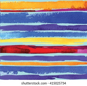 
Striped background with a watercolor texture. Multicolored stripes freehand drawing .
