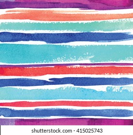 
Fondo rayado con textura acuarela. Dibujo de franjas multicolores de mano libre .