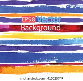 
Striped background with a watercolor texture. Multicolored stripes freehand drawing .