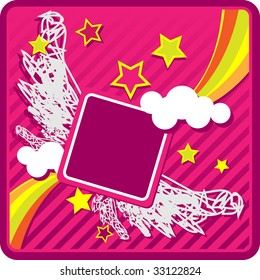 striped background with wings and stars