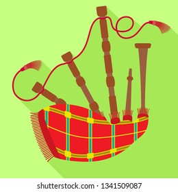Striped bagpipes icon. Flat illustration of striped bagpipes vector icon for web design