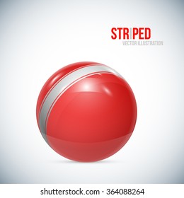 Striped ball. 3d Sphere with Texture. Ball isolated on white background. Vector illustration
