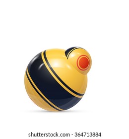 Striped ball. 3d Sphere with Texture. Ball isolated on white background. Vector illustration