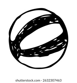 Striped ball doodle cartoon clipart hand drawn toy or beach ball summer icon.