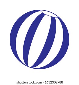 striped ball icon image over white background, flat design, vector illustration