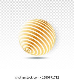 
Striped ball on a gray abstract background. Design element
