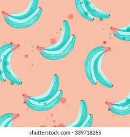 Striped banana hand drawn pattern painting . Vector design