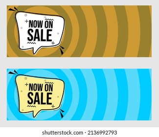 fondo de banner a rayas con las palabras ahora a la venta. diseño para la plantilla de cartelera publicitaria