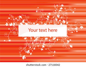 Striped banner with floral elements. Vector.