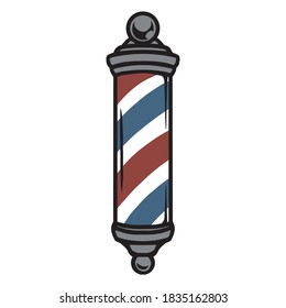Striped barber metal pole vintage concept on white background isolated vector illustration
