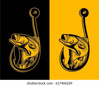 Striped Bass Fishing Illustration Logo