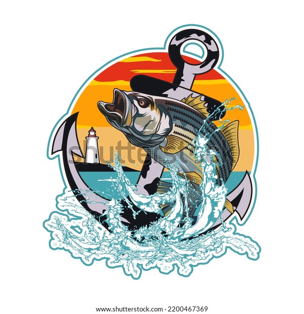 Striped bass fishing logo illustration vector
image template