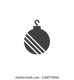 Striped bauble vector icon. filled flat sign for mobile concept and web design. christmas ball simple solid icon. Symbol, logo illustration. Pixel perfect vector graphics