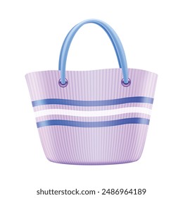 Striped beach bag Vacation on the beach illustration on white