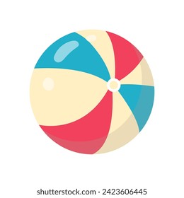 Striped beach ball. Beach accessories. Vector illustration in flat style.