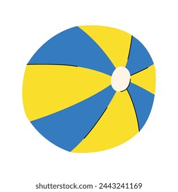 Striped beach ball. Hand drawn vector illustration.