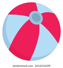 Striped beach ball icon isolated on white background.