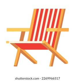 striped beach chair furniture icon