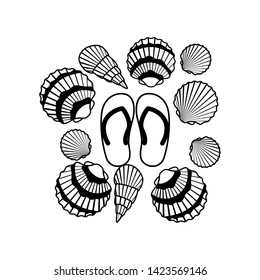 striped beach sandals on white background