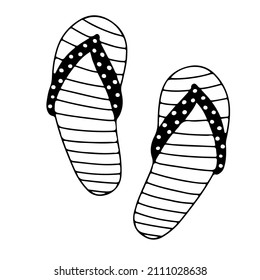 Striped beach sandals. Summer shoes. Vector illustration isolated on a white background.