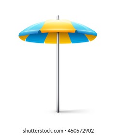 Striped beach umbrella isolated on white background. eps10 vector illustration