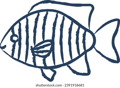 Striped beakfish hand drawn vector illustration